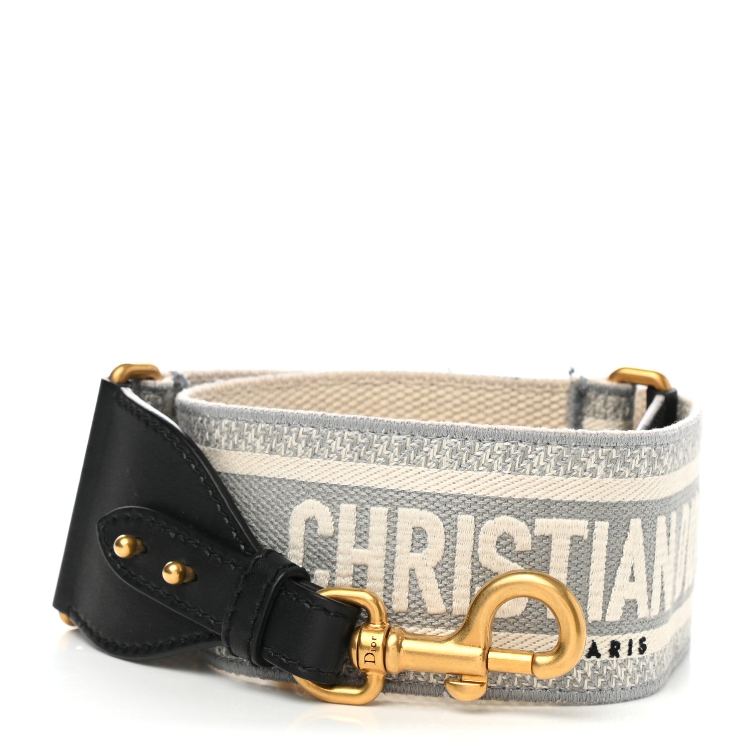 Christian Dior Canvas Embroidered Shoulder Strap Grey 1 of 7