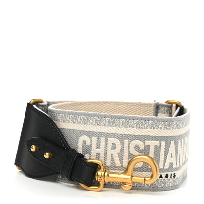 Christian Dior Canvas Embroidered Shoulder Strap Grey 1 of 7