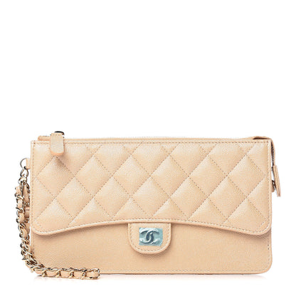 Chanel Iridescent Caviar Quilted Classic Pouch With Handle Beige 1 of 7