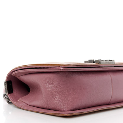 Chanel Goatskin Quilted Patent Medium Duo Boy Flap Pink Tan 9 of 10