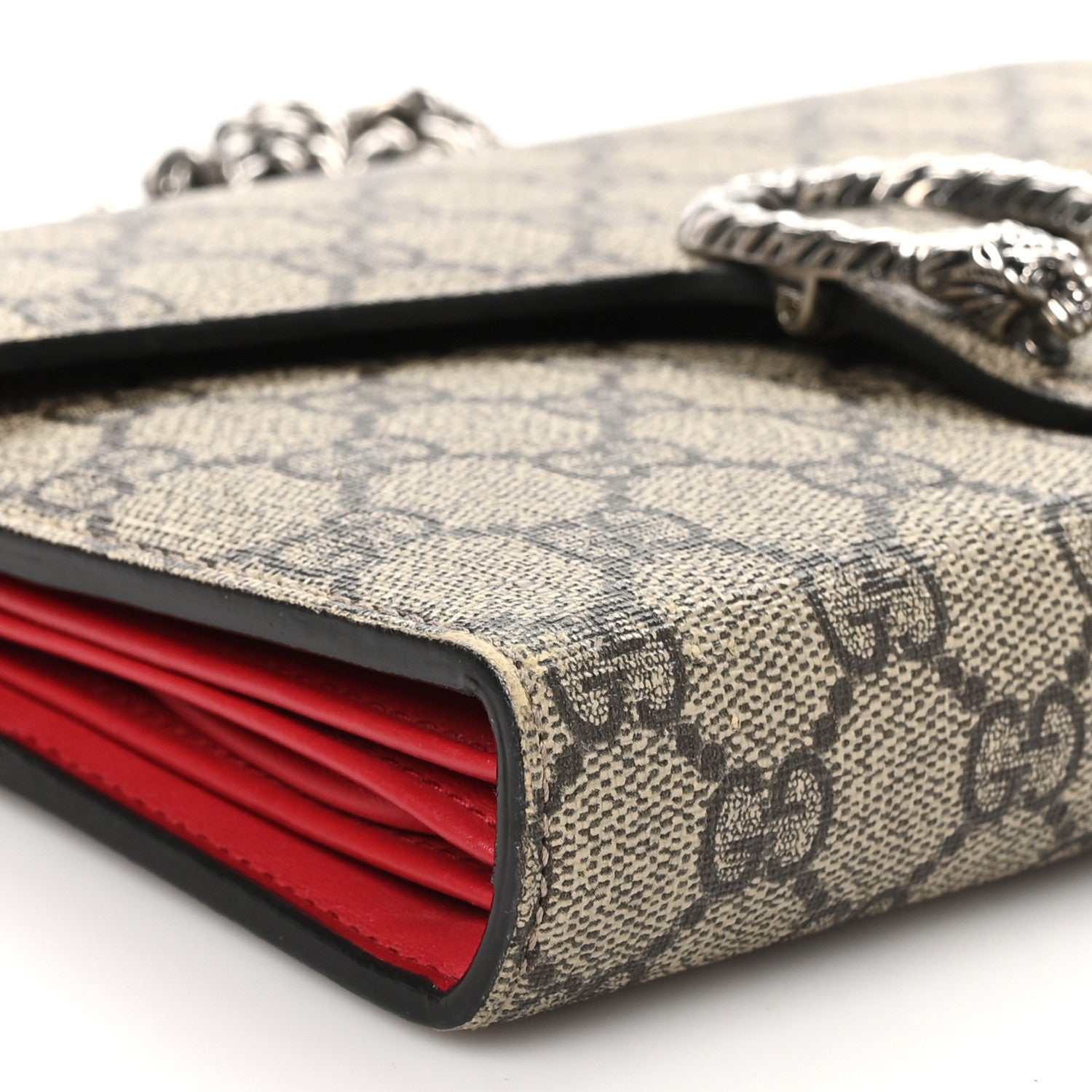 Gucci GG Supreme Monogram Mini Dionysus Chain Wallet Beige Vulcanic Red 10 of 11