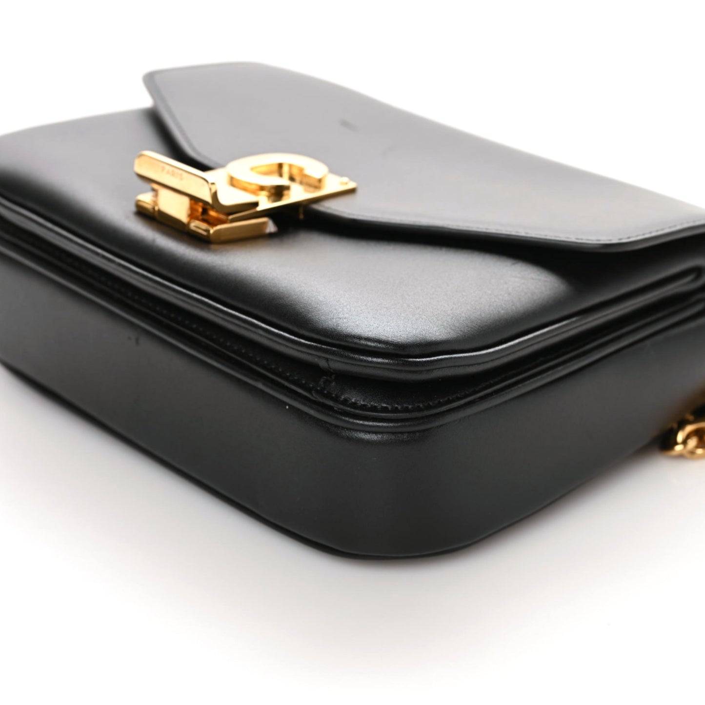 Shiny Calfskin Small C Bag Black