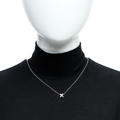 Tiffany 18K White Gold Diamond Cross Stitch Pendant Necklace 2 of 5