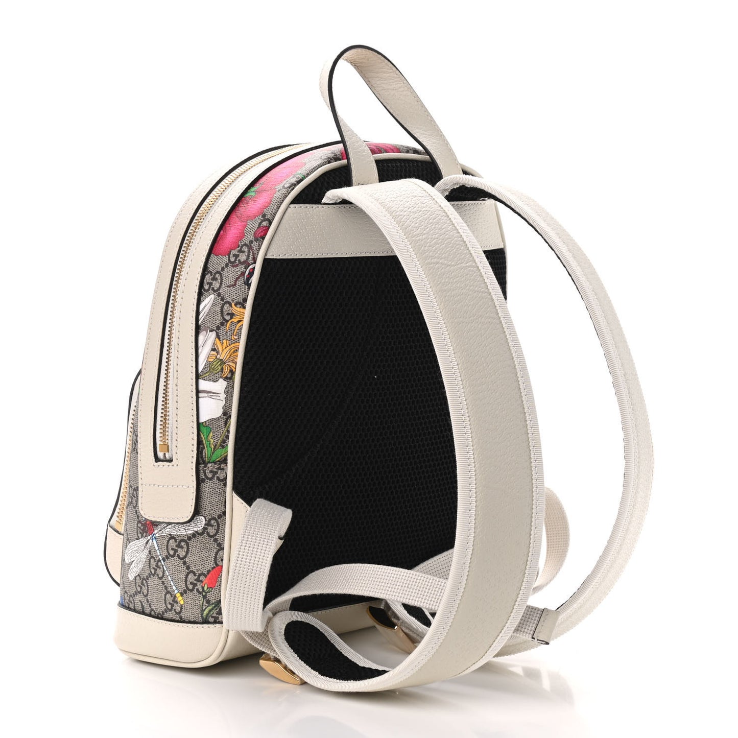 GG Supreme Monogram Flora Web Small Ophidia Day Backpack White