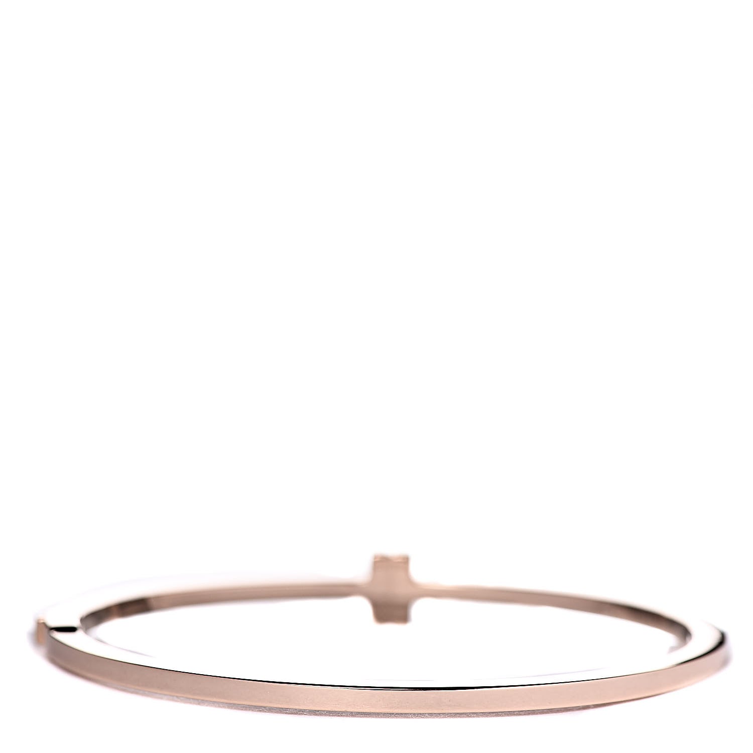 Tiffany 18K Rose Gold Diamond T Two Hinged Bangle Bracelet 3 of 5