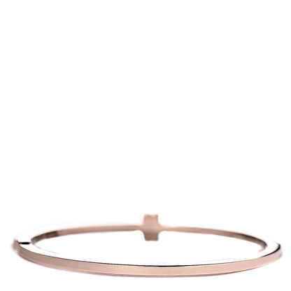 Tiffany 18K Rose Gold Diamond T Two Hinged Bangle Bracelet 3 of 5