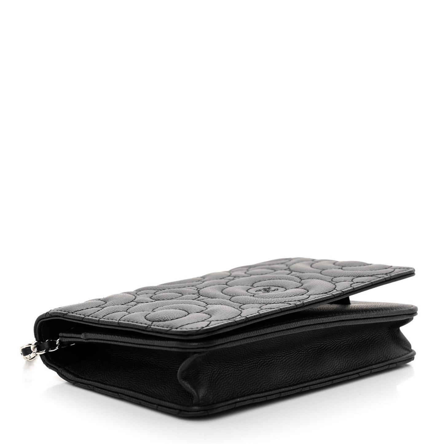 Caviar Camellia Quilted Wallet On Chain WOC Black