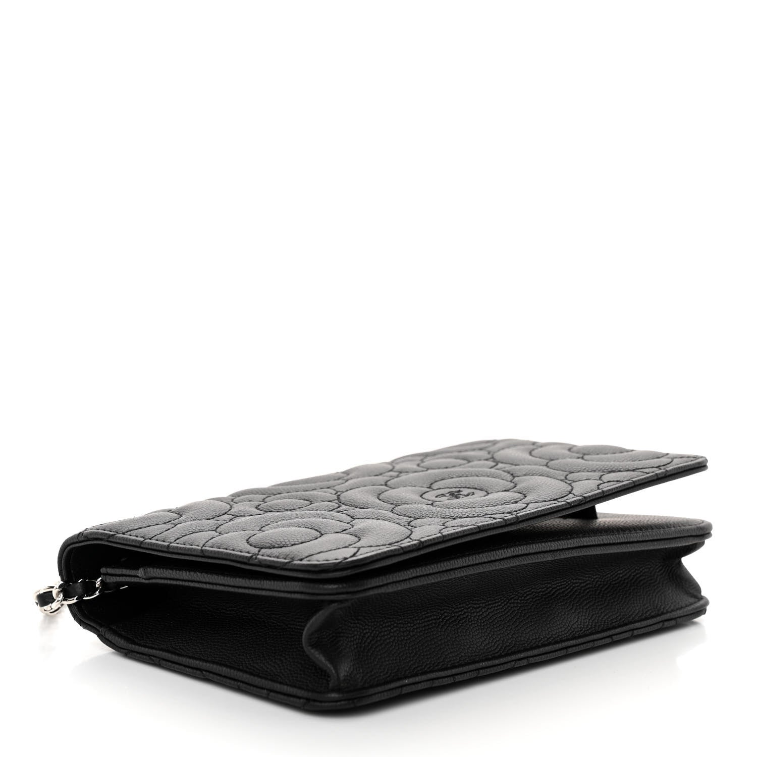 Chanel Caviar Camellia Quilted Wallet On Chain WOC Black 4 of 10