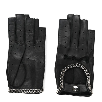 Chanel Lambskin Chain Fingerless Gloves 7 Black 1 of 6