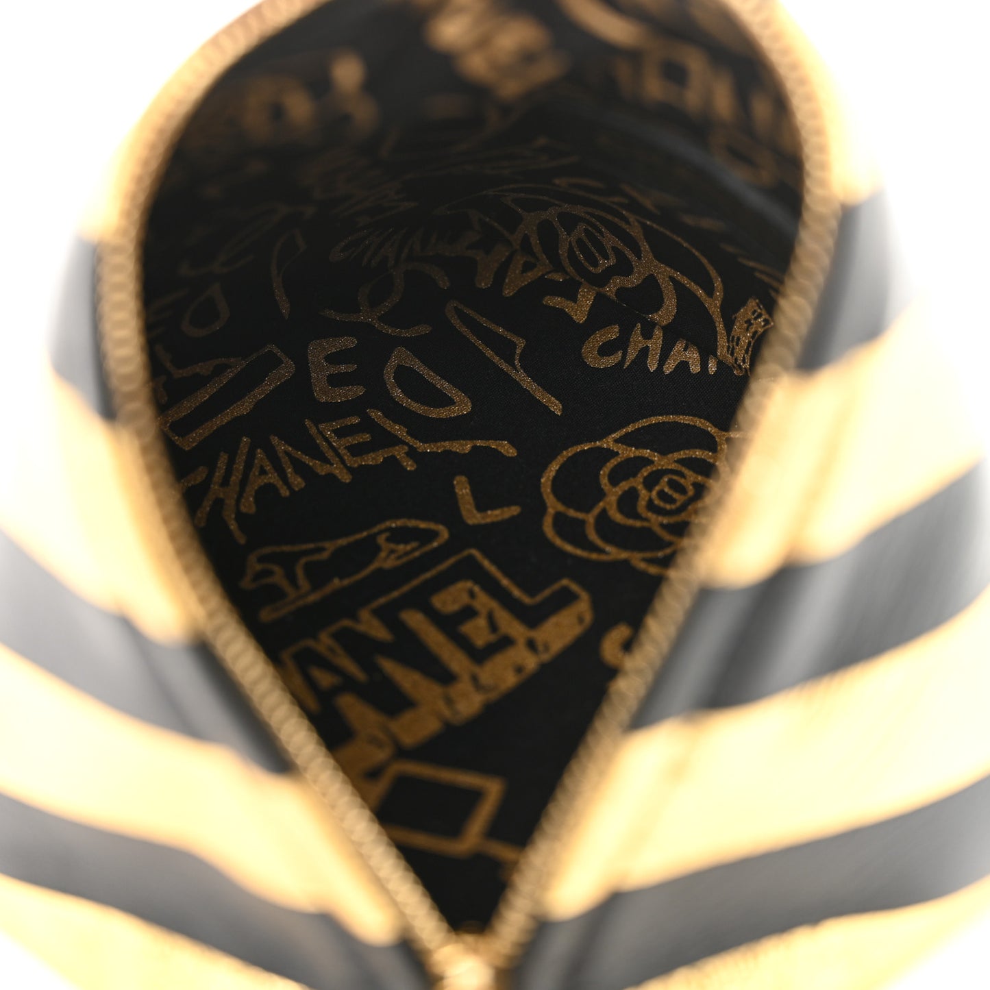 Metallic Lambskin CC Kheops Pyramid Bag Gold Black