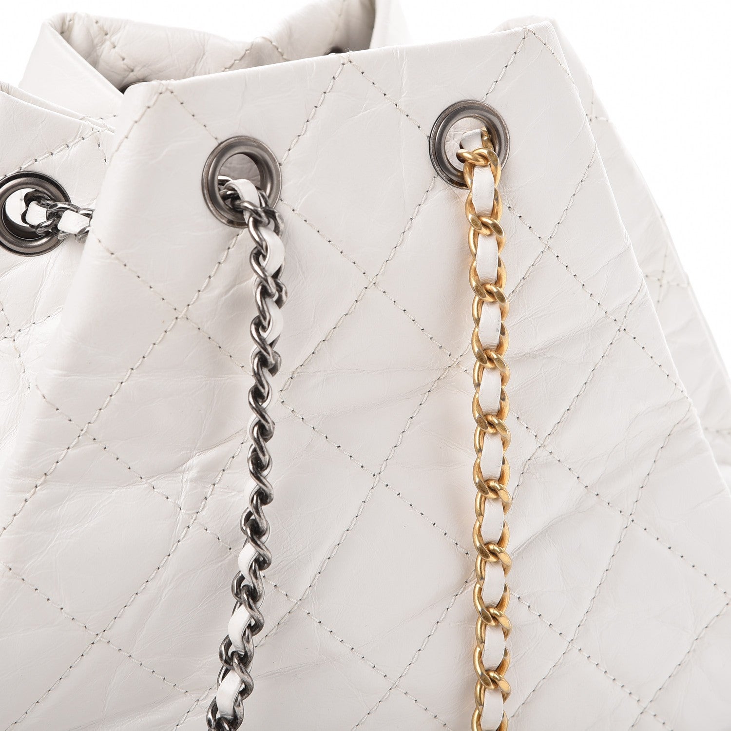 Chanel Aged Calfskin Quilted Small Gabrielle Backpack Black White 8 of 8