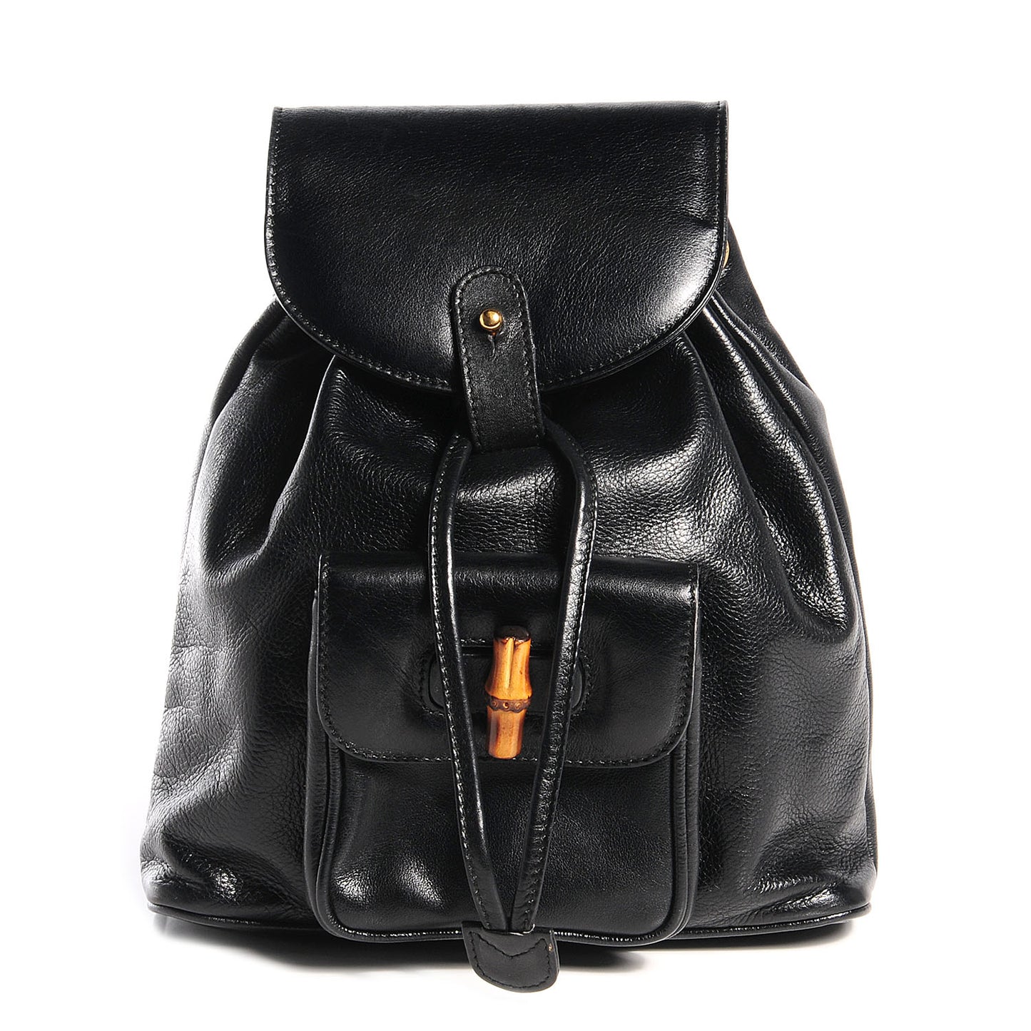 Leather Bamboo Backpack Black