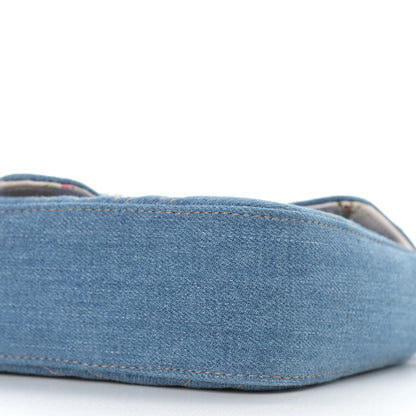 Gucci Denim Matelasse Mini Pearly GG Marmont Shoulder Bag Blue 9 of 9