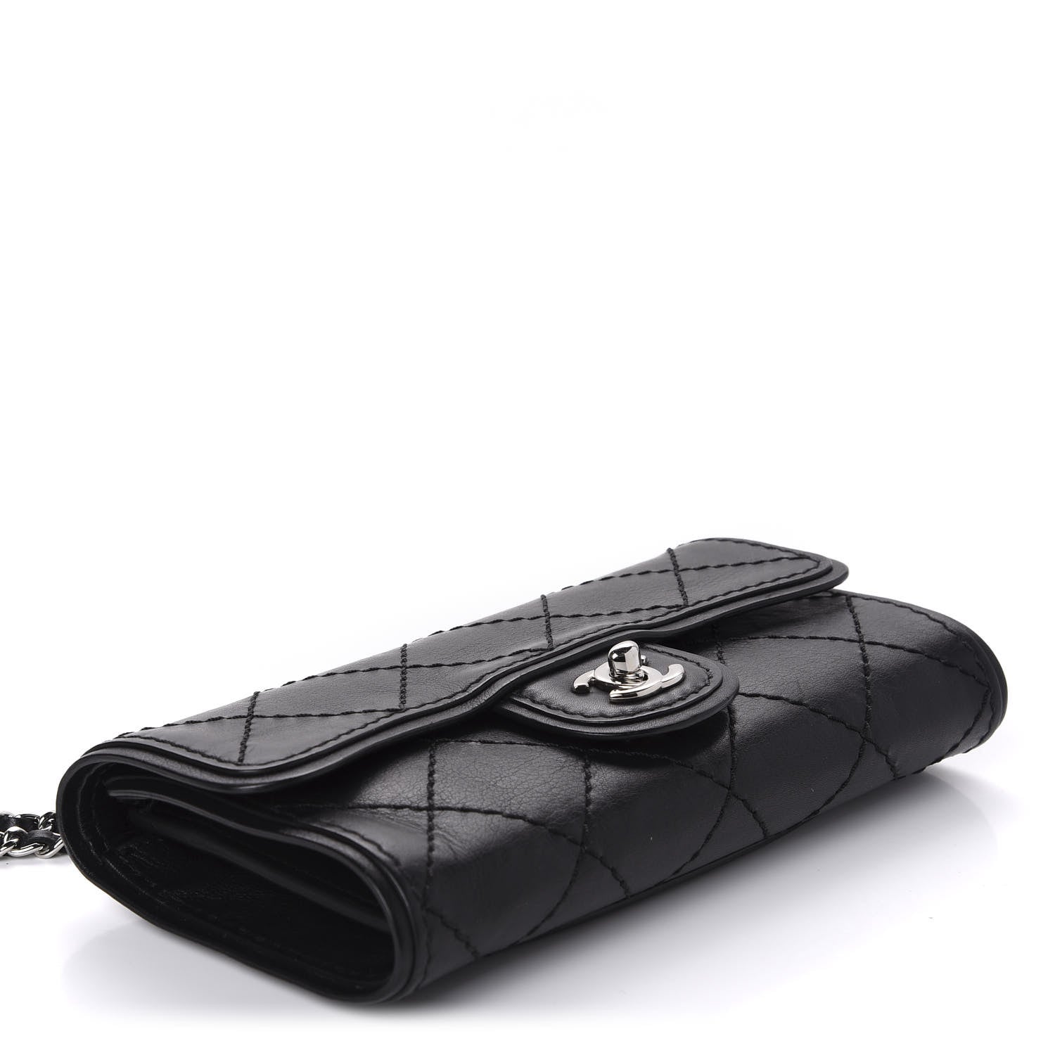 Chanel Calfskin Stitched Clutch Flap Black 4 of 14