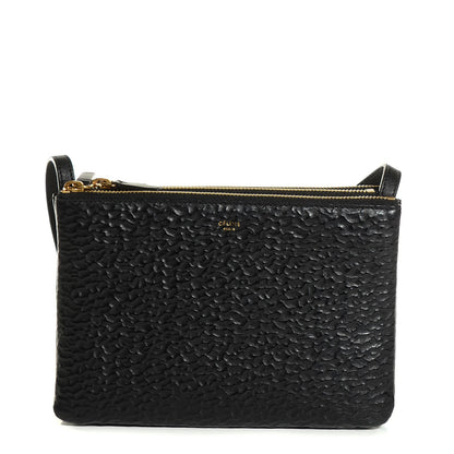 Celine Calfskin Astrakhan Embossed Small Trio Crossbody Black 1 of 7