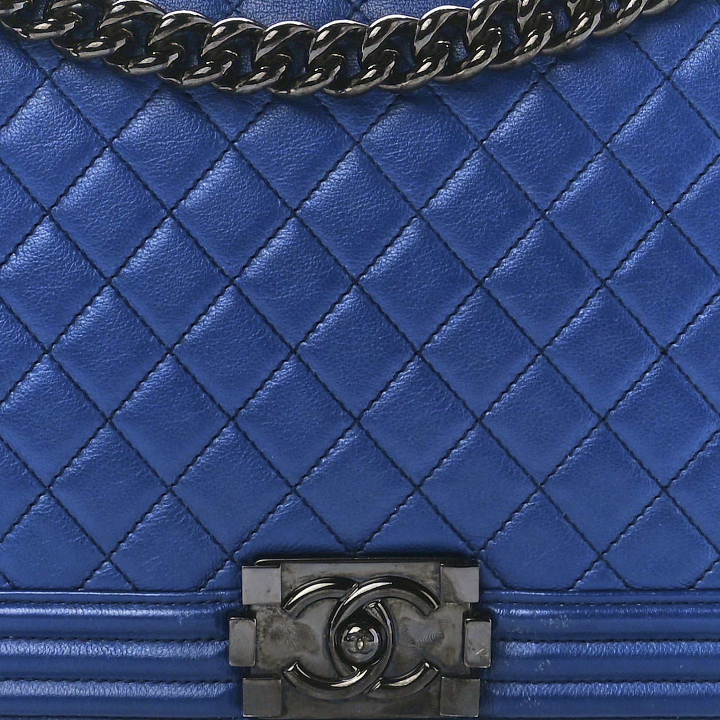Calfskin Quilted New Medium Boy Flap Blue
