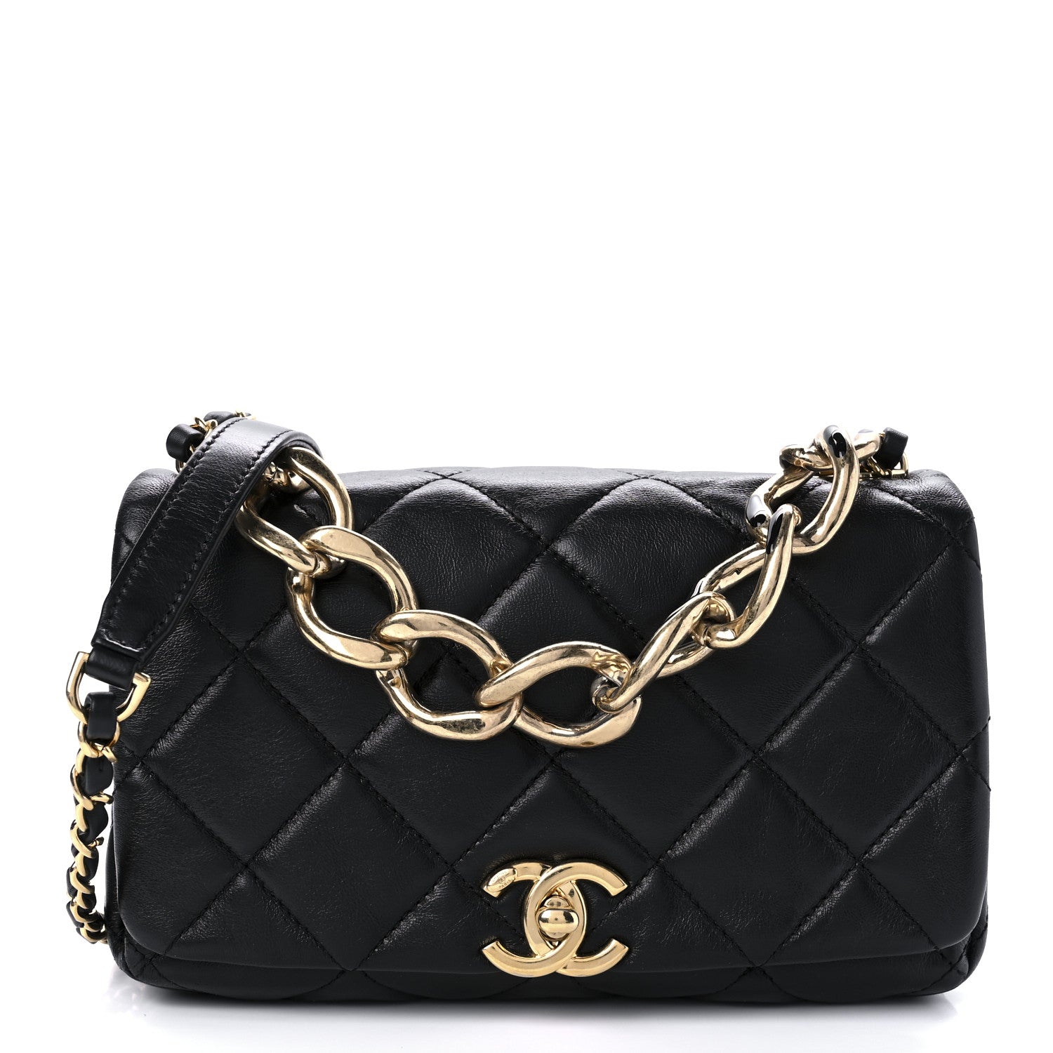 Chanel Lambskin Quilted Small Color Match Flap Black 1 of 9