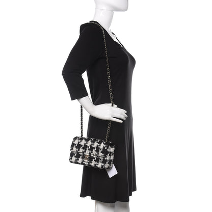 Chanel Tweed Quilted Mini Rectangular Flap Black Ecru White 2 of 10