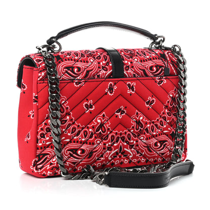 Saint Laurent Canvas Bandana Matelasse Chevron Medium College Bag Red 3 of 9