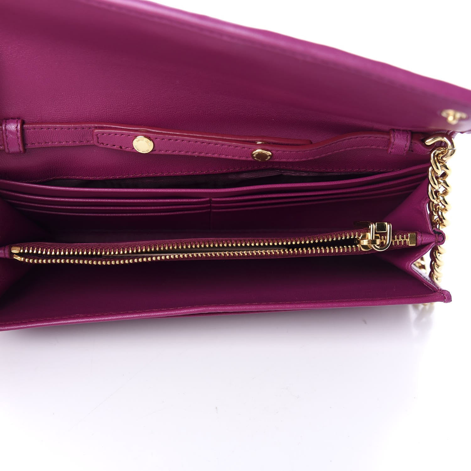 Miu Miu Nappa Matelasse Wallet On Chain Fuxia 5 of 9