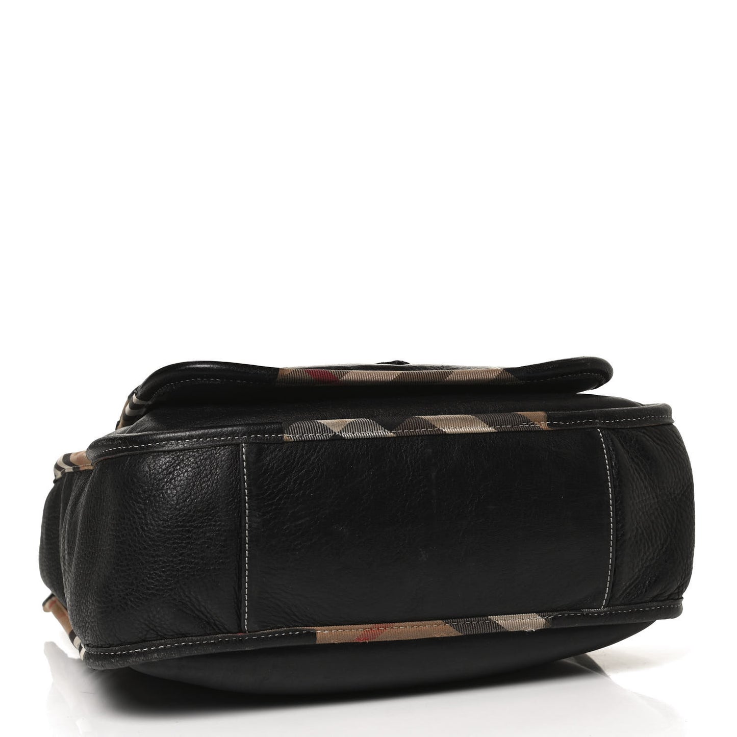 Calfskin Nova Check Trim Shoulder Bag Black