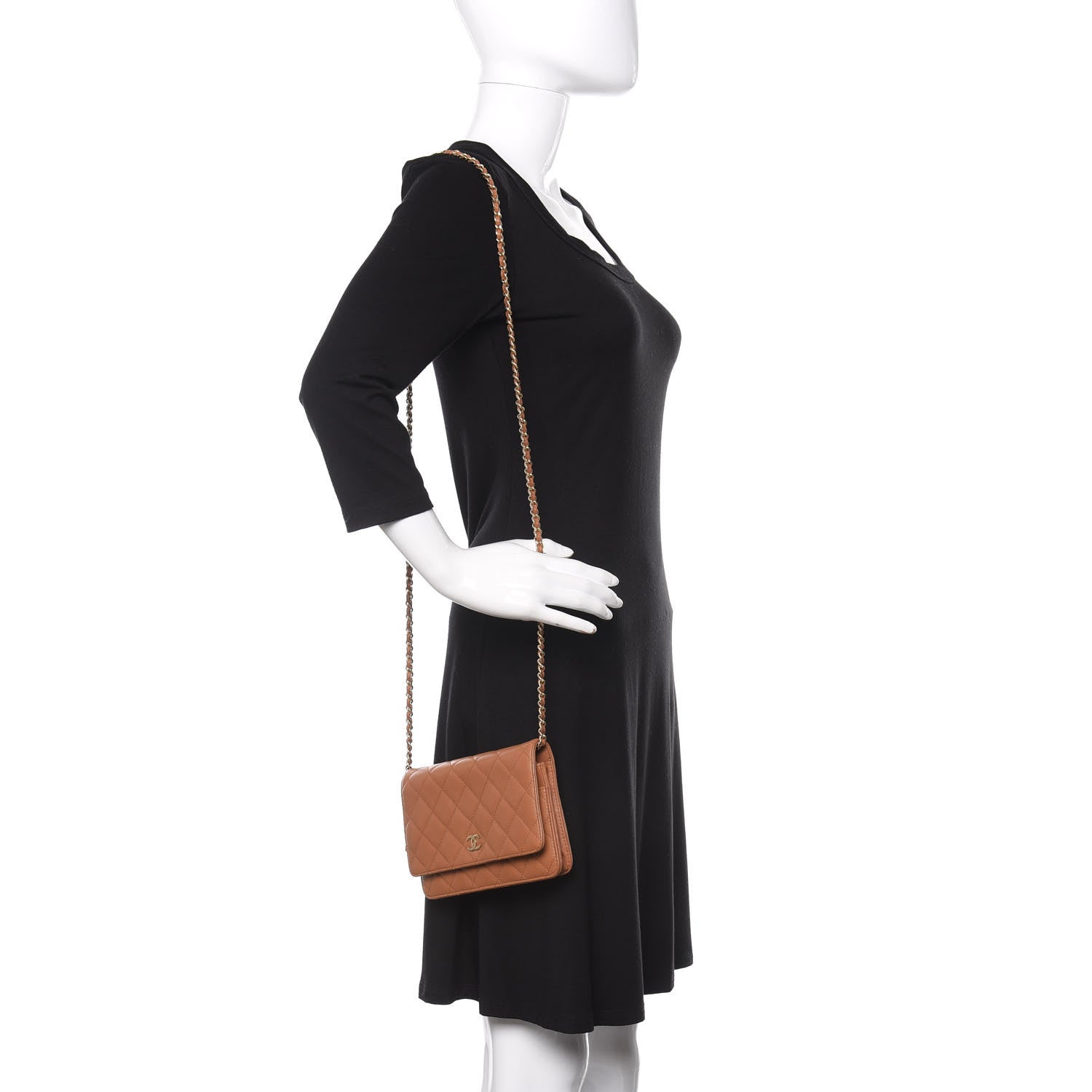 Chanel Lambskin Quilted Wallet on Chain WOC Brown 2 of 13