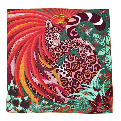 Hermes Cashmere Silk Jaguar Quetzal Shawl 140 Fuchsia Vert Jaune D'Or 1 of 5