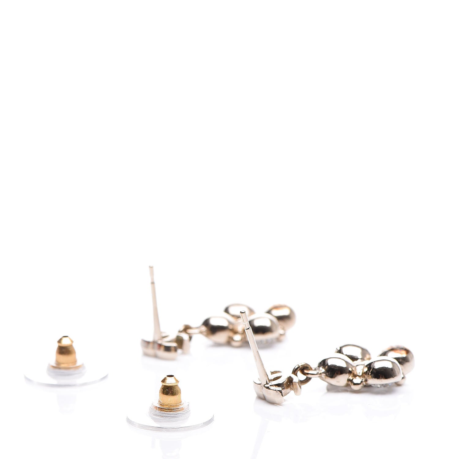 Chanel Crystal CC Drop Earrings Gold 3 of 5