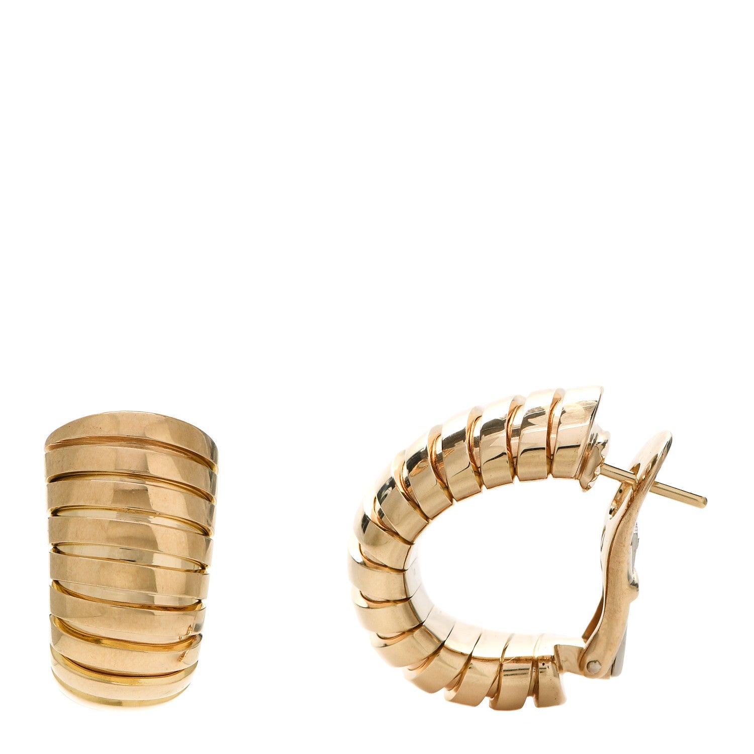 Bulgari 18K Yellow Gold Tubogas Hoop Earrings 1 of 4