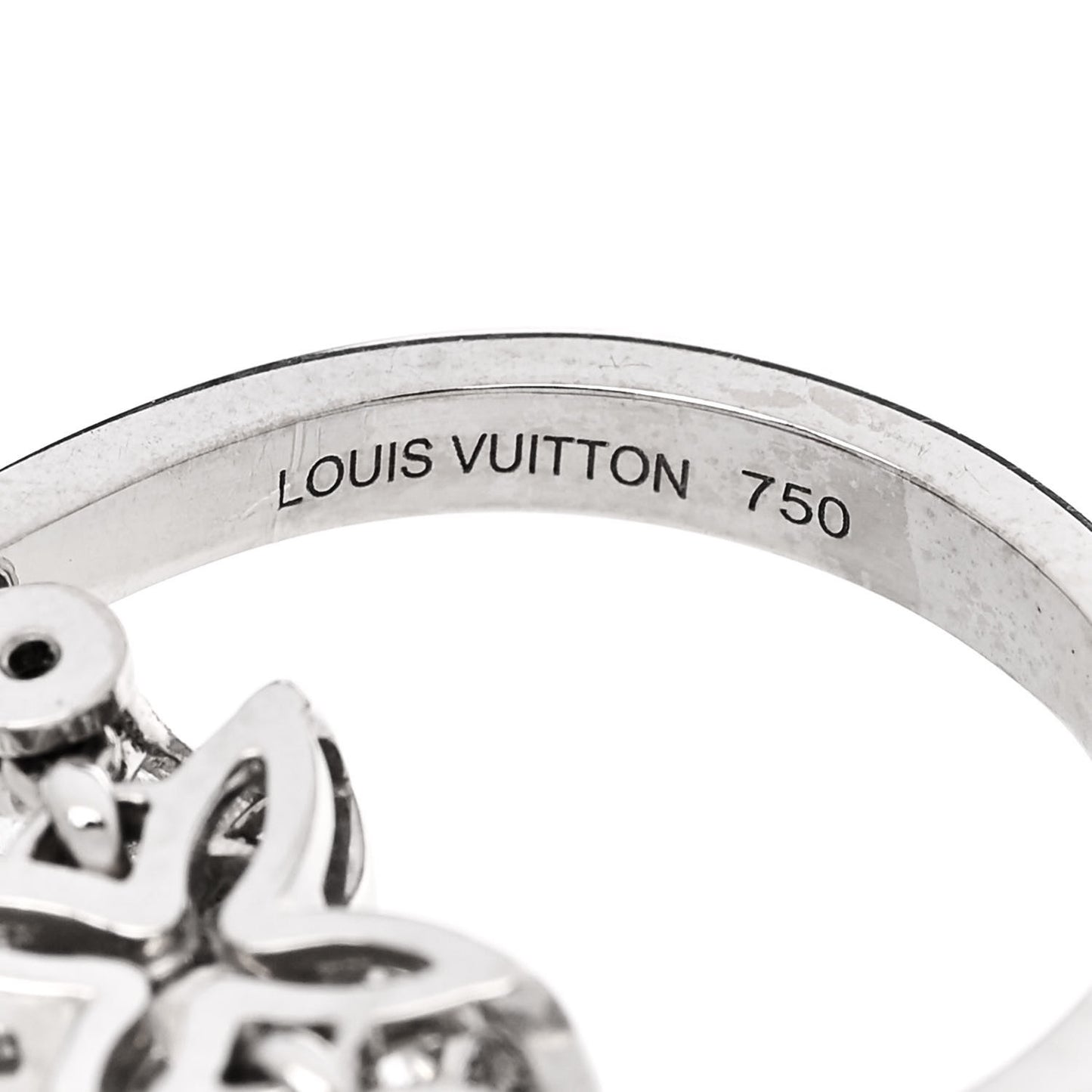 18K White Gold Diamond Blossom Chain Ring 53 6.5