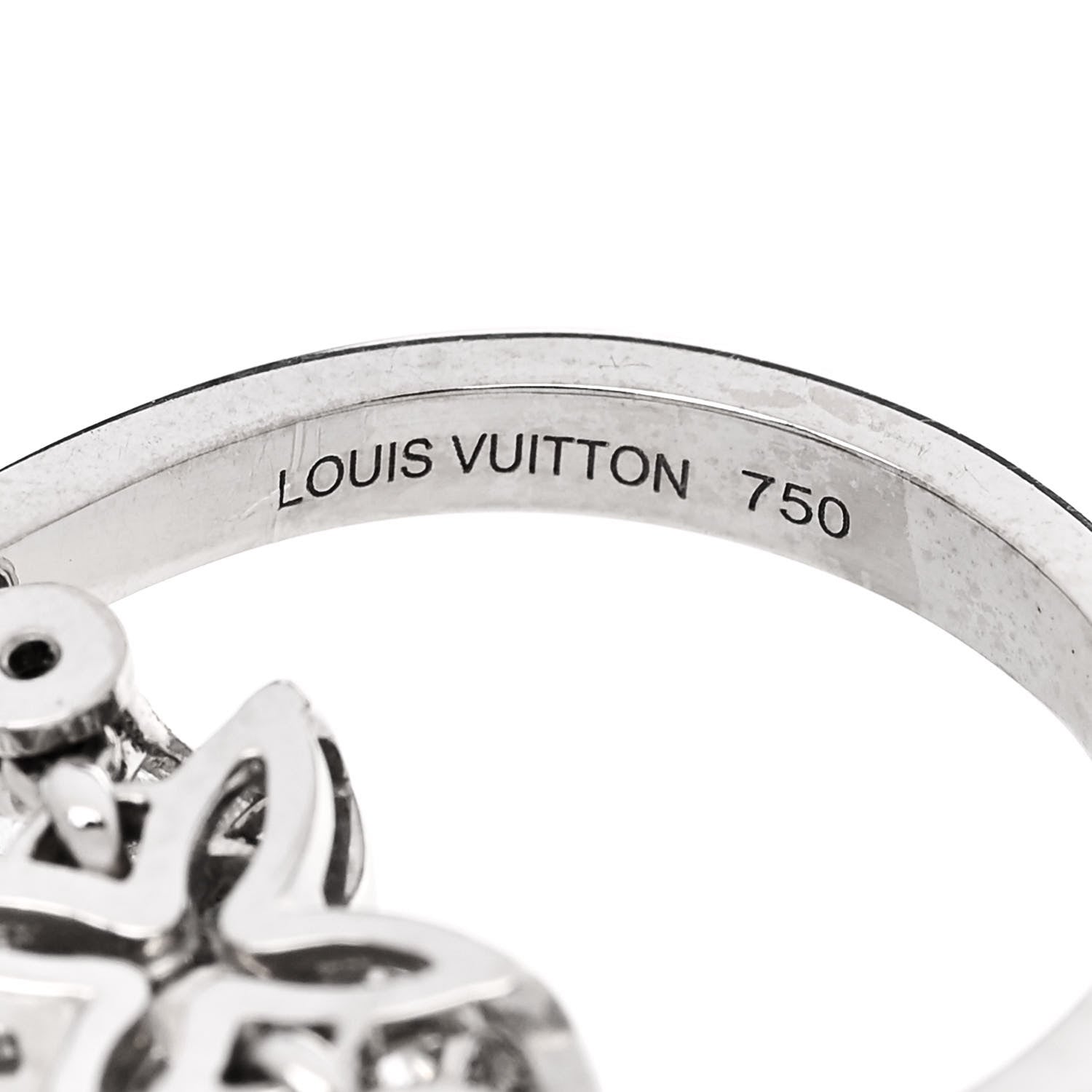 Louis Vuitton 18K White Gold Diamond Blossom Chain Ring 53 6.5 5 of 6