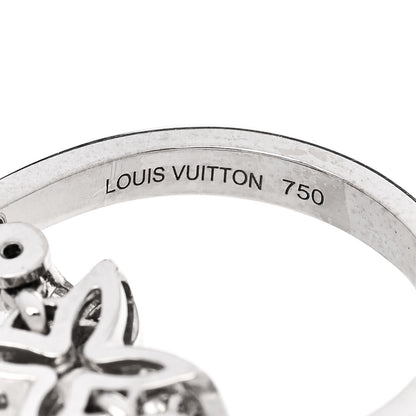 Louis Vuitton 18K White Gold Diamond Blossom Chain Ring 53 6.5 5 of 6