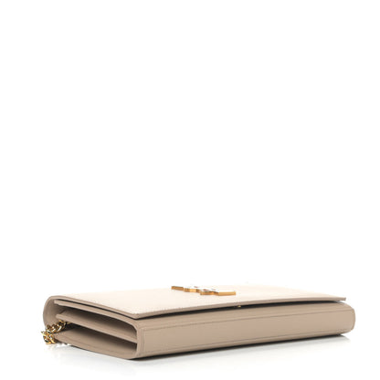Saint Laurent Grain De Poudre Monogram Chain Wallet Dark Beige 3 of 6