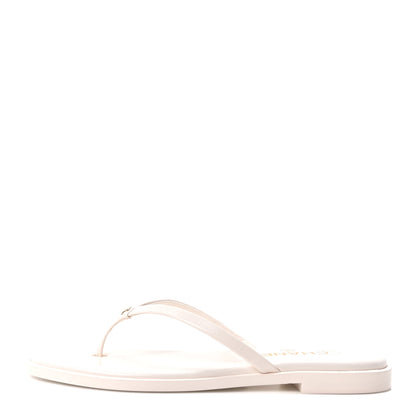 Chanel Goatskin CC Times Square Thong Sandals 38 White 1 of 10