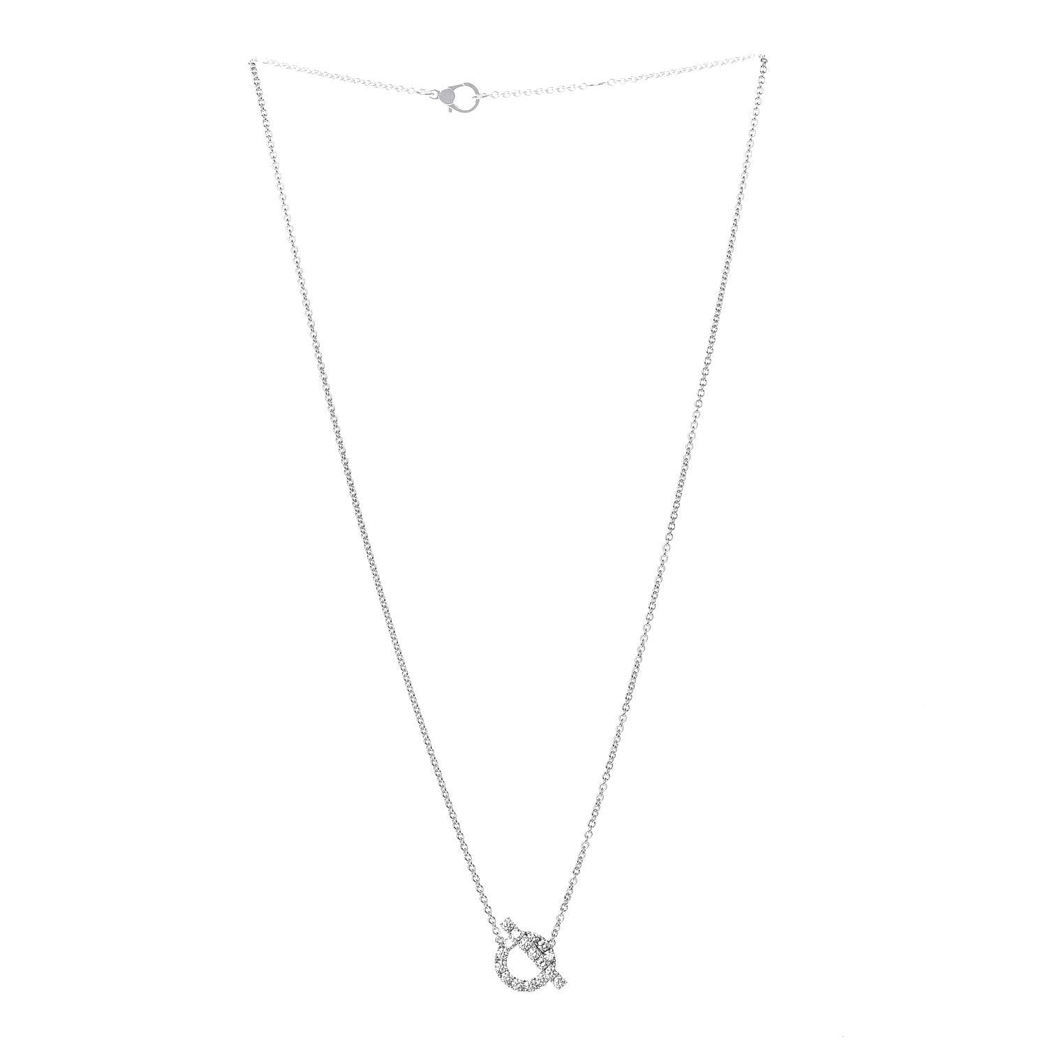 Hermes 18K White Gold Diamond Finesse Pendant Necklace 3 of 7