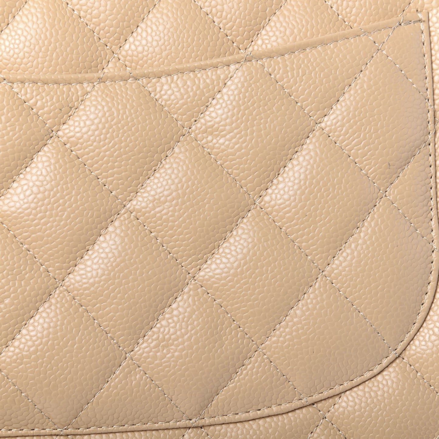 Caviar Quilted Jumbo Double Flap Beige