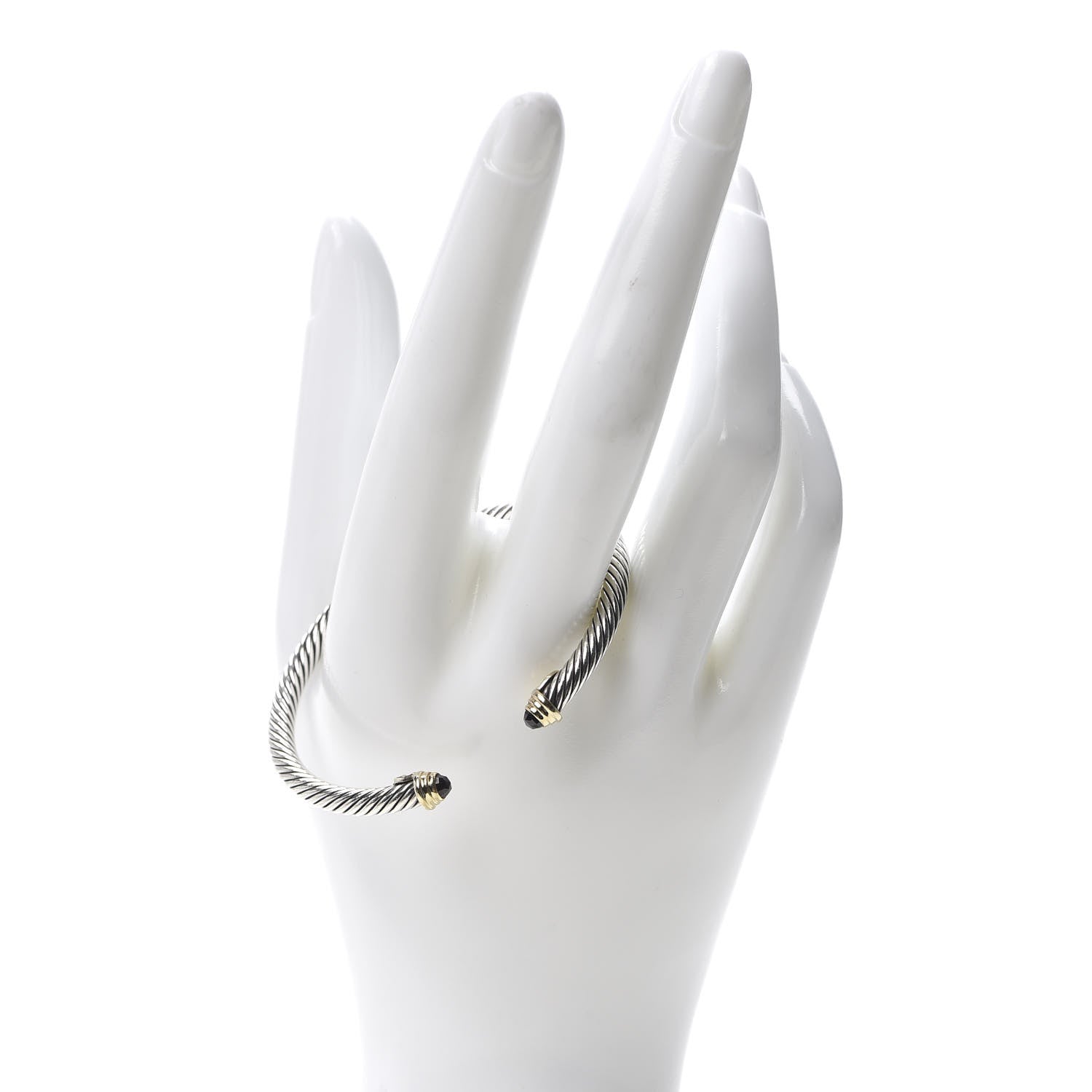 David Yurman Sterling Silver 14K Yellow Gold Garnet 4mm Kids Birthstone Cable Bracelet 2 of 5