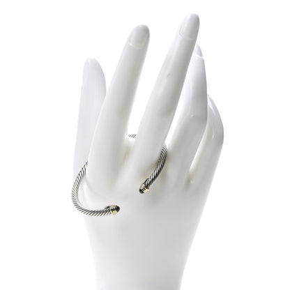 David Yurman Sterling Silver 14K Yellow Gold Garnet 4mm Kids Birthstone Cable Bracelet 2 of 5