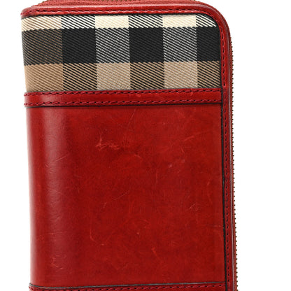 Burberry House Check Large Sartorial Ziggy Zip Around Wallet Military Red 9 of 10