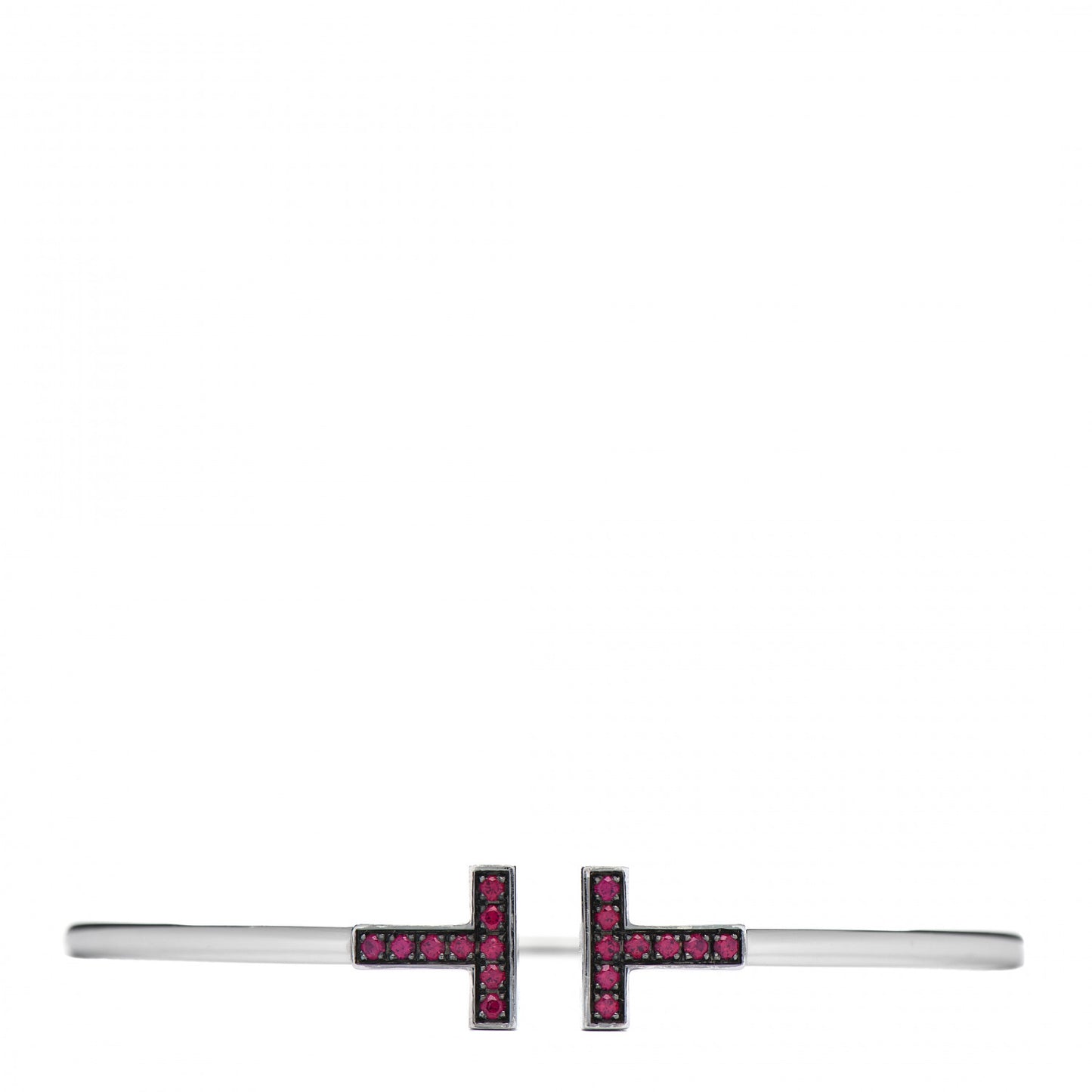 18K White Gold Ruby T Wire Bracelet