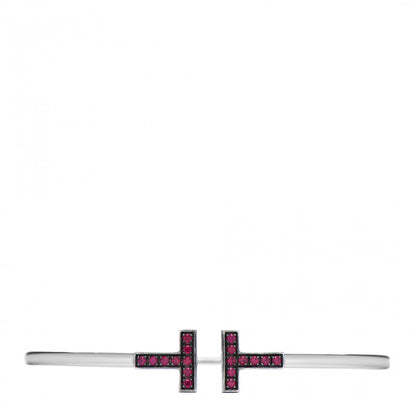 Tiffany 18K White Gold Ruby T Wire Bracelet 1 of 4