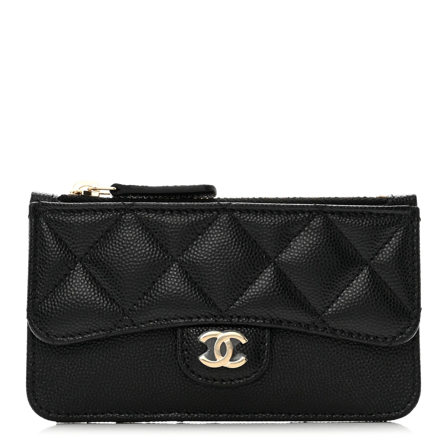 Chanel Caviar Quilted Flap Zip Card Holder Black 1 of 8