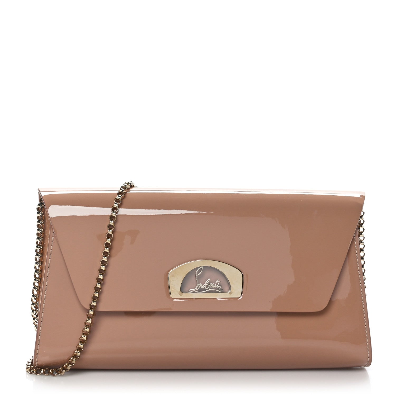 Christian Louboutin Patent Vero Dodat Clutch Nude 1 of 8