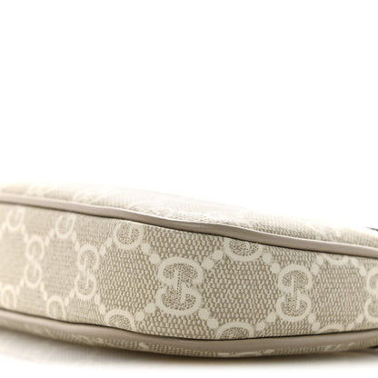 Gucci GG Supreme Monogram Textured Dollar Calfskin Web Mini Ophidia GG Handbag Beige Mystic White Oatmeal 10 of 10