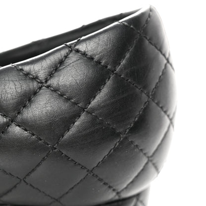 Chanel Lambskin Grosgrain Quilted CC Cap Toe Low Heel Pumps 37 Black 9 of 13