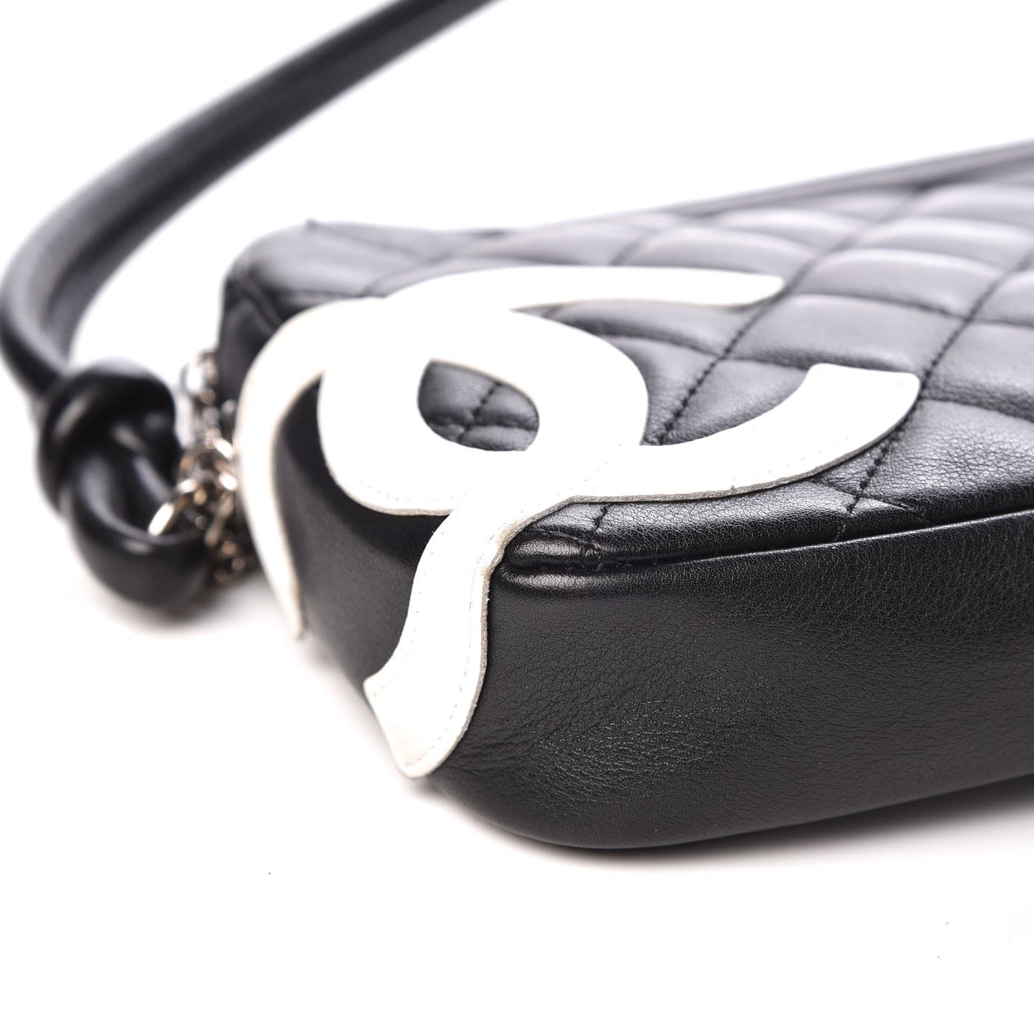Chanel Calfskin Quilted Cambon Pochette Black White 8 of 10