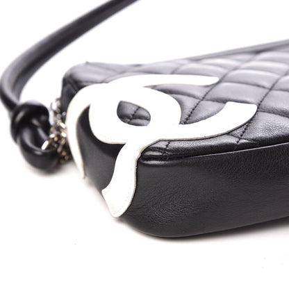 Chanel Calfskin Quilted Cambon Pochette Black White 8 of 10