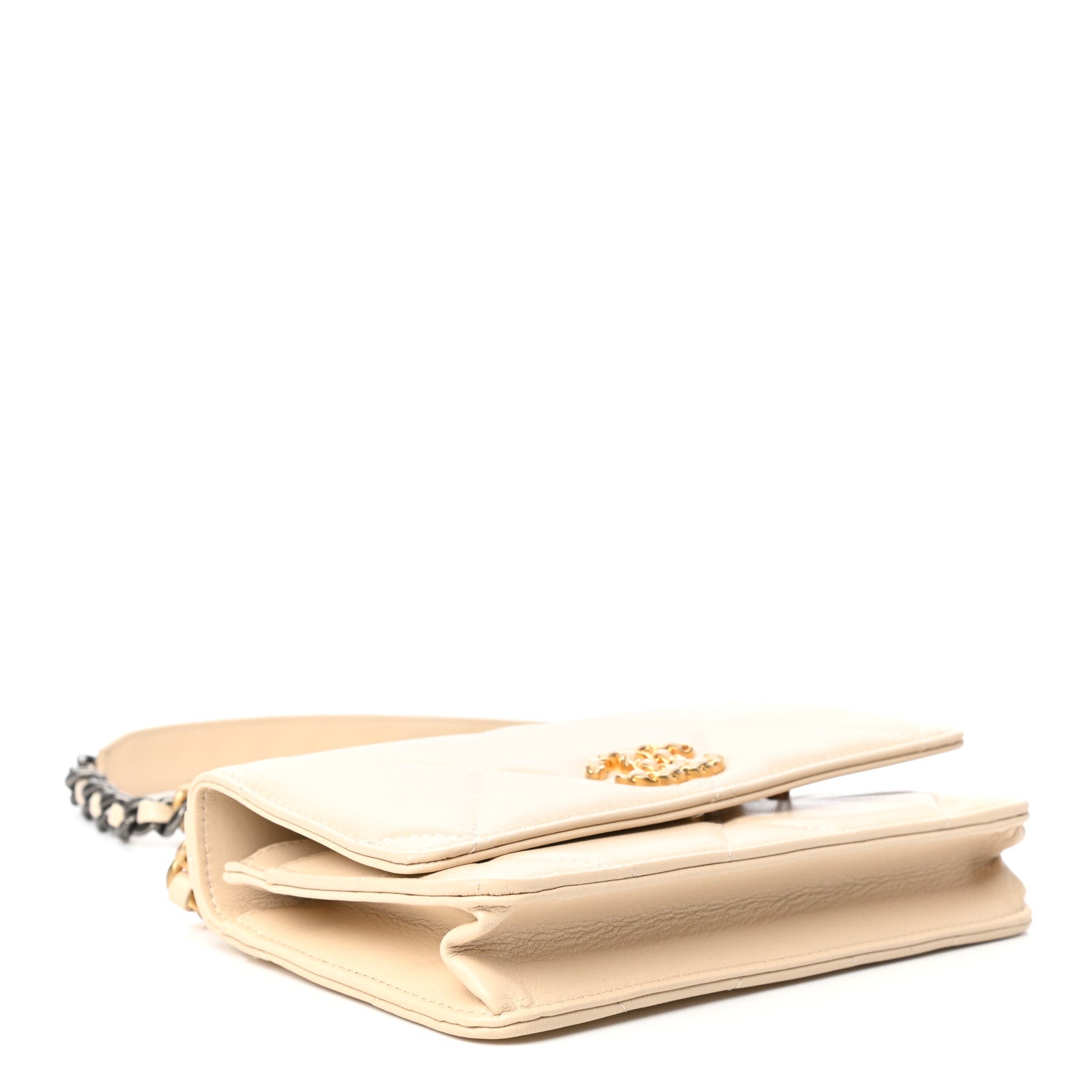Chanel Goatskin Quilted Chanel 19 Wallet On Chain WOC Light Beige 4 of 10