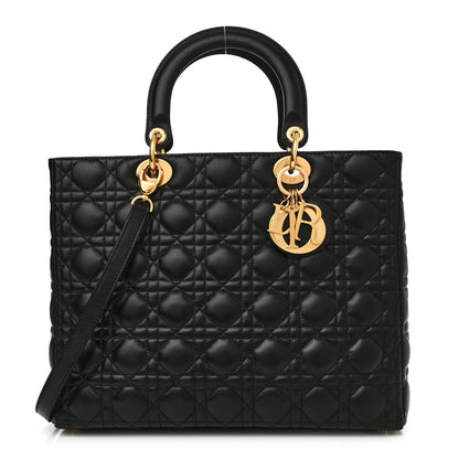Christian Dior Lambskin Cannage Large Lady Dior Black 1 of 13