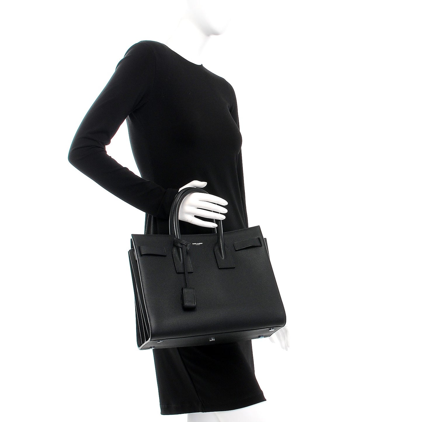 Grained Calfskin Small Sac De Jour Black